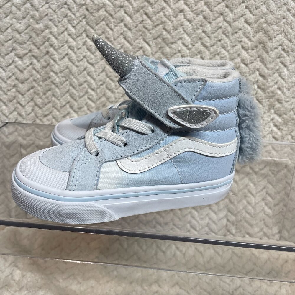 Vans Toddler Light Blue Silver Glitter Unicorn Sk8-Hi Size 6 Whimsical Fairycore - Picture 6 of 14